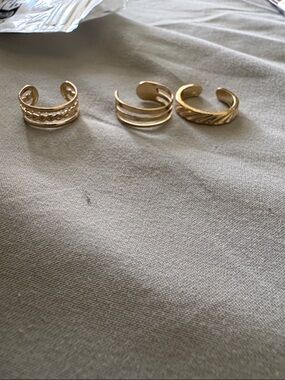 Gold Adjustable Midi Rings - Set of 3